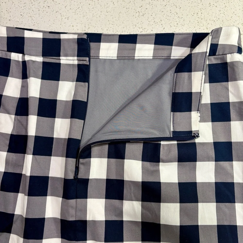 Banana Republic Navy and White Gingham Midi Skirt Size 6 - Picture 7 of 10